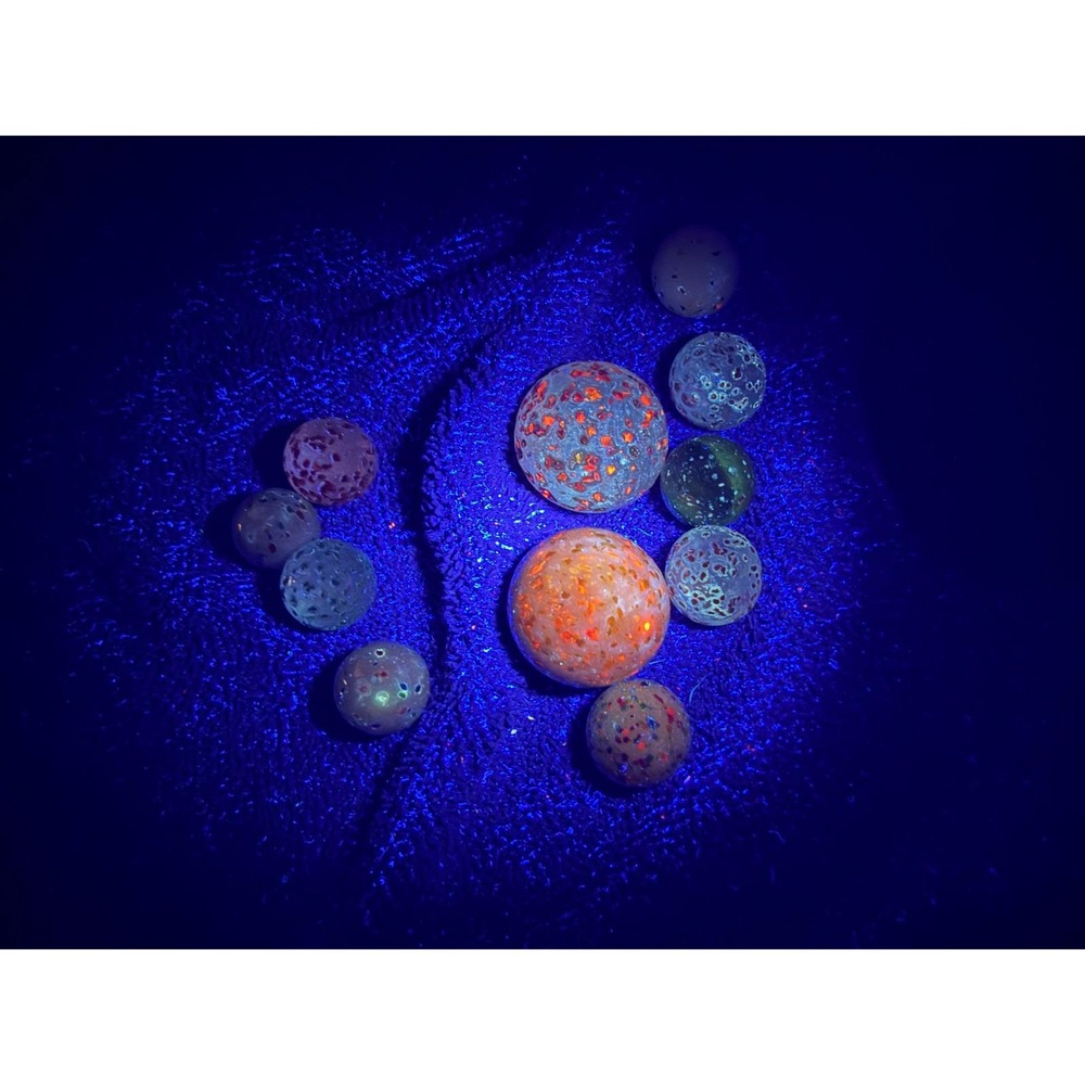 UV Reactive Confetti Art Marble Lot Cadmium Selenium Glow Shooter Marbles 11pc